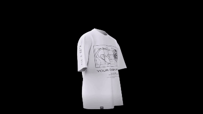 3D 360 Animated T-Shirt Mockup -white shirt with graphic design of human anatomy