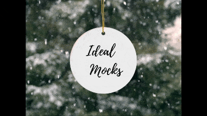 Christmas Ornament Mockup with Snow Effects- Christmas ornament with a background of falling snow