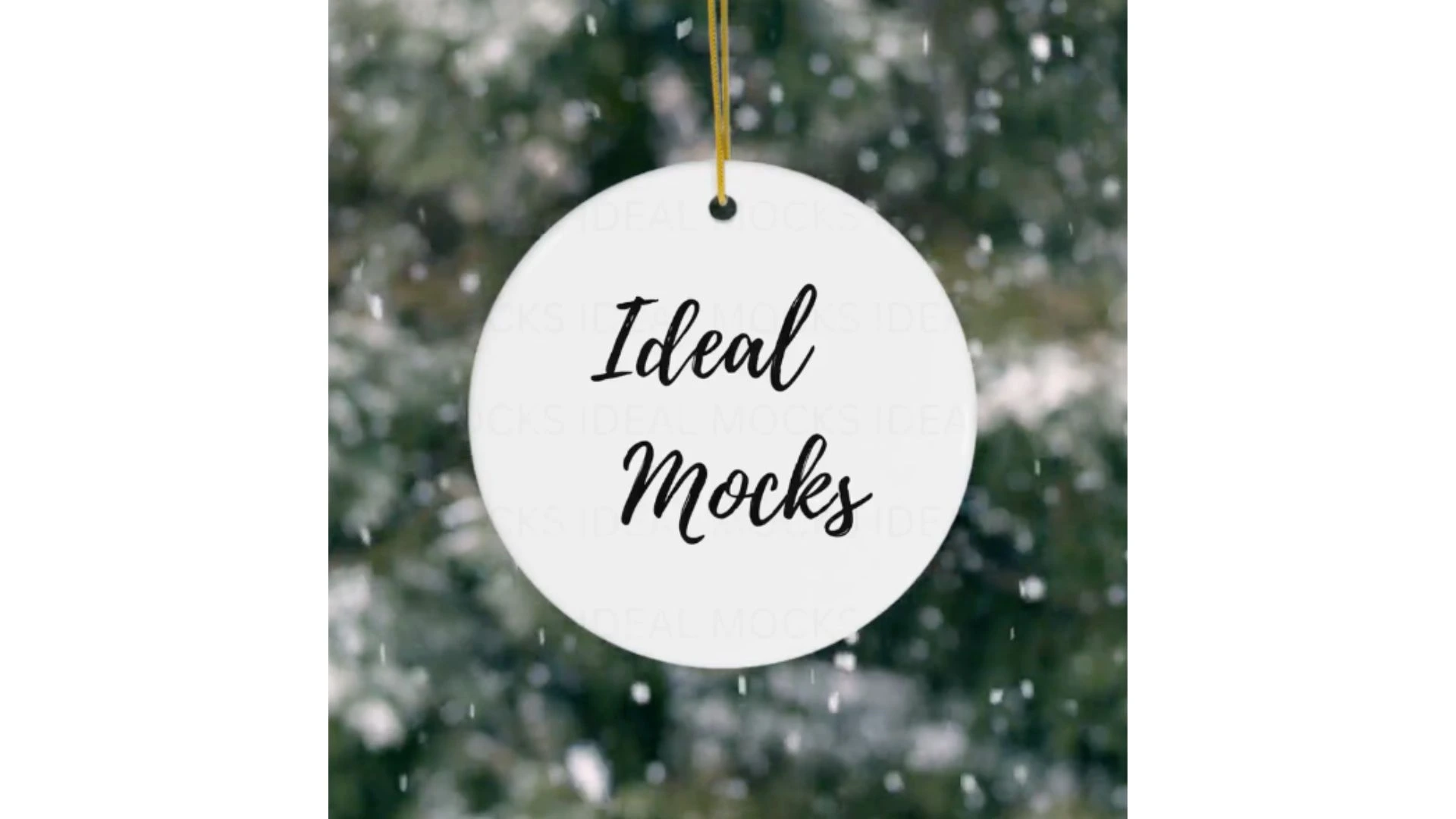 Christmas Ornament Mockup with Snow Effects- Christmas ornament with a background of falling snow