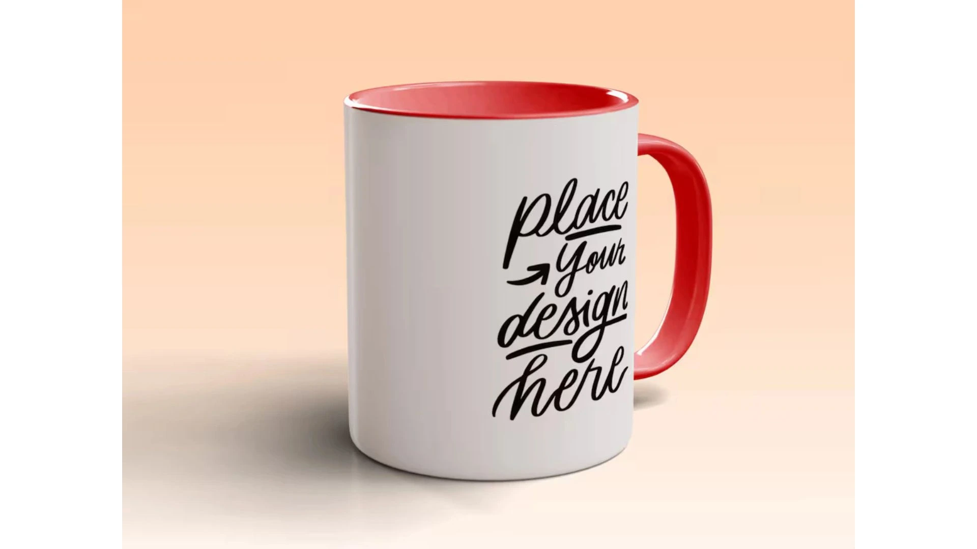 Two-Tone Mug Mockup Design- a mug with a color red handle