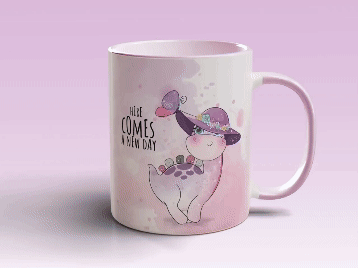 Two-Tone Mug Mockup Design- a mug with a color red handle