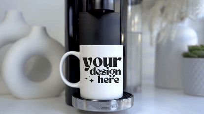 Dripping Coffee Mug Mockup- a mug in a coffee maker pouring coffee