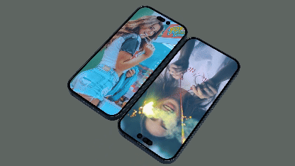 Realistic Mobile Screen Mockup for Seamless App Previews- with plain grey background and two beautiful girls displaying in the screen