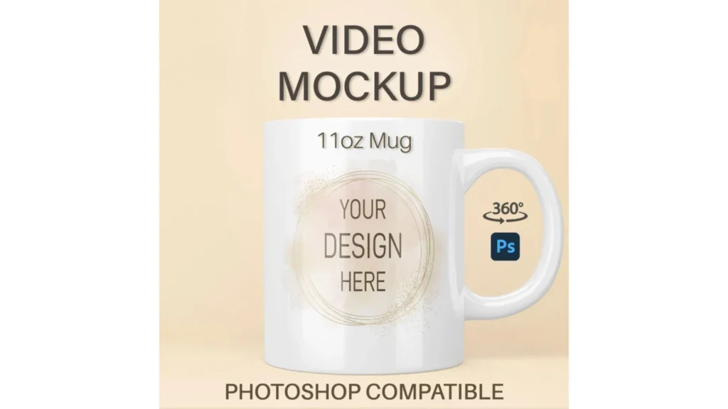 Rotating 360 Mug Mockup- a mug with a plain yellow background