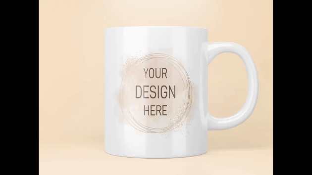 Rotating 360 Mug Mockup- a mug with a plain yellow background