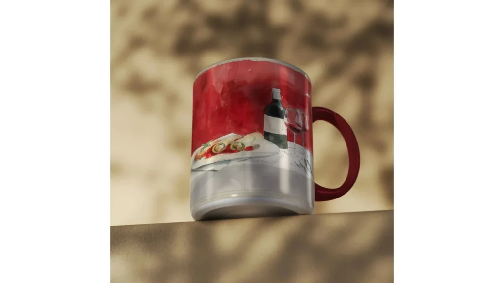 Stunning Animated Mug Mockups- a mug sitting on a ledge of a wall