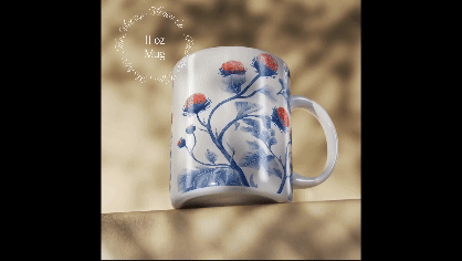 Stunning Animated Mug Mockups- a mug sitting on a ledge of a wall