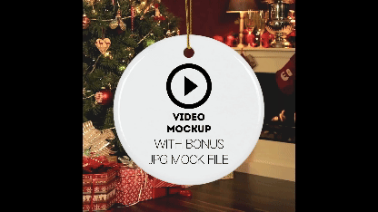 Traditional Christmas Ornament Mockup- Ornament mockup with a background of Christmas decorations