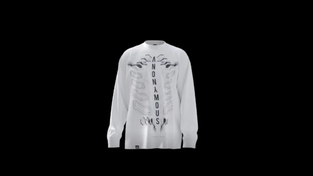 White 360 Sweatshirt Mockup- Longsleeves sweatshirt with graphic design "Anonymous"